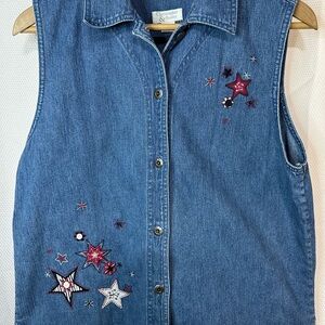 Christopher & Banks Blue Denim Vest